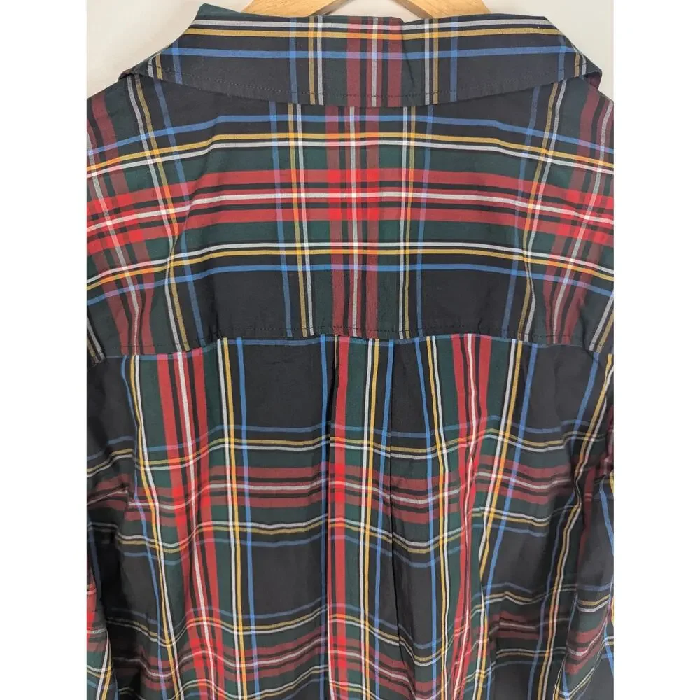 NWT J.Crew Stewart Tartan Plaid Relaxed Cotton Button Down Pajama Top